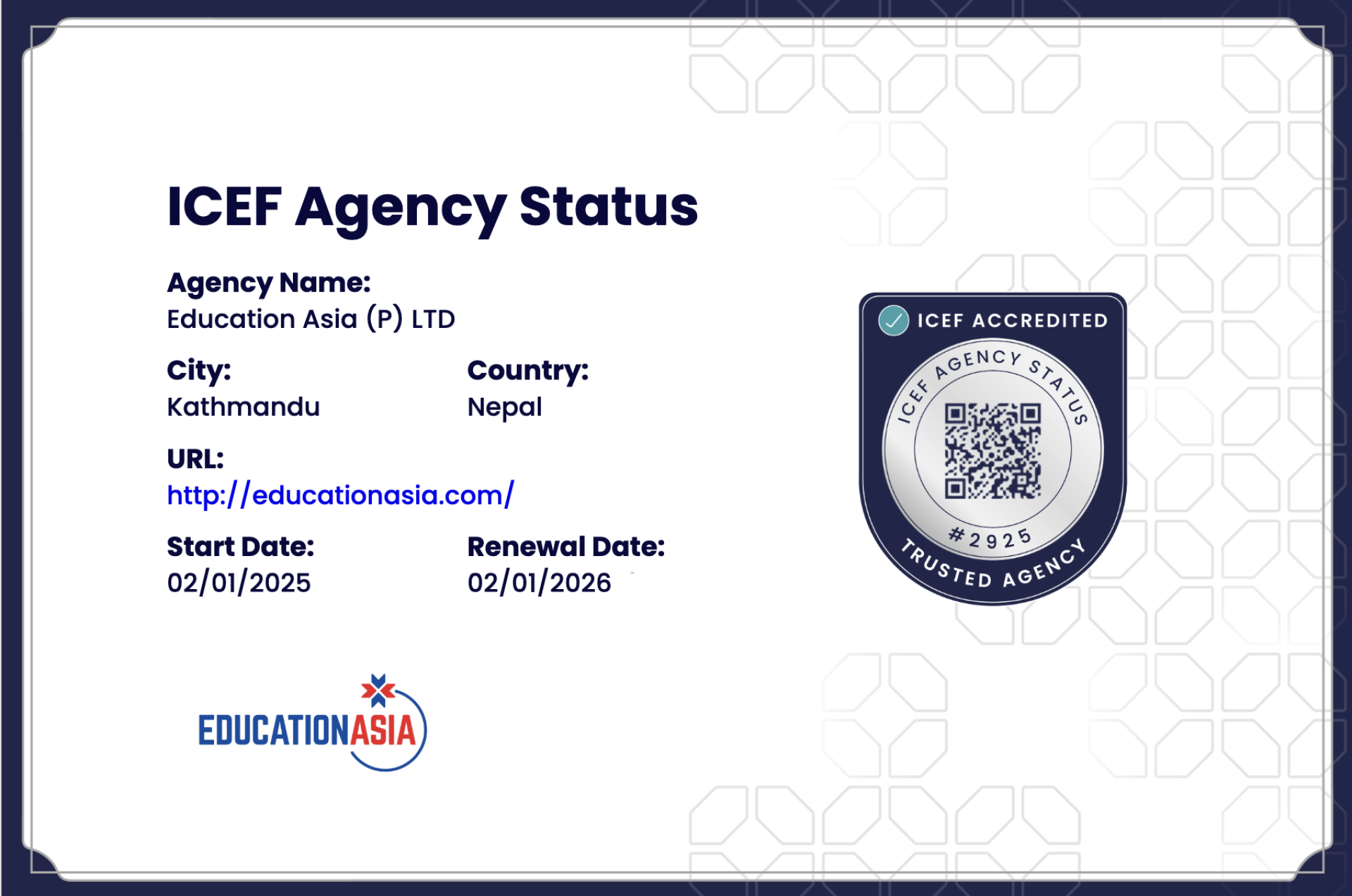 ICEF Agency Status